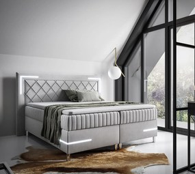 Jasnoszare łóżko tapicerowane z pojemnikiem 5 rozmiarów B2-N71