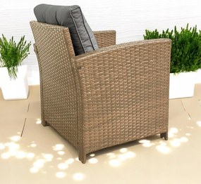 Komplet 2 foteli ogrodowych Minora 020-SC naturalny, poduszki szare