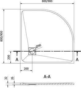 Mexen Bert brodzik półokrągły SMC 90 x 90 cm, biały - 4KR109090