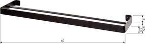 Wieszak ścienny na ręczniki HANDY 60x12,5 cm, czarny