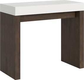 Konsola rozkładana 90x40/196 cm Roxell Mix Small Blat Frassino biała - Struktura Orzech