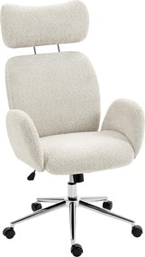 HOMCOM Krzesło biurowe z regulowanym zagłówkiem, ergonomiczne krzesło do biurka, funkcja odchylenia, regulowana wysokość, szaro-białe