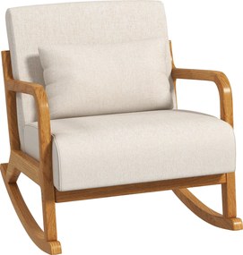HOMCOM Fotel bujany z dodatkową poduszką w kolorze kremowobiały Wygodny i relaksujący 64,5x92x81,5cm | Aosom PL