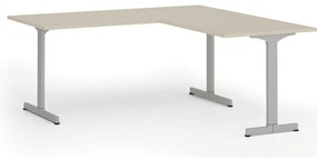 Narożne biurko PRIMO BETA L, 180x180 cm, L/P, szara podstawa, brzoza