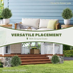 HOMCOM Zestaw 2 szt. sztuczne rośliny, odporna na UV sztuczna zypresa z 387 liśćmi i kołkiem do ziemi, Ø40 x 60H cm, zielony