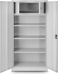 Dwudrzwiowa szafa aktowa z sejfem Tomasz 90x45x185 cm szara