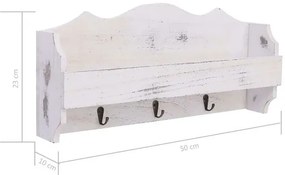 Biały wieszak ścienny z półką K8-T96