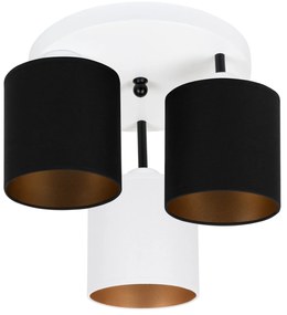 Lampa sufitowa biała trzypunktowa z czarno-białymi abażurami C-3030WE-