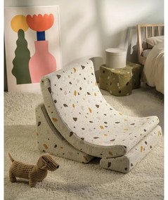 Biały fotel dziecięcy z materiału bouclé/z tkaniny szenilowej Terrazzo Moon – Wigiwama