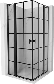 Mexen Mist L Duo kabina prysznicowa uchylna 120 x 120 cm, czarna kratka, czarna - 8A4L-120L-120P-70-77