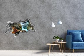 Dziura 3d fototapeta naklejka Tygrys wodospad