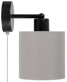 Czarny kinkiet LED z włącznikiem z szarym abażurem SHWD-C-1010SC-GR je