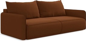 Kanapa 3-osobowa z funkcją spania - z tkaniny welwetowej - terakota - NANEA