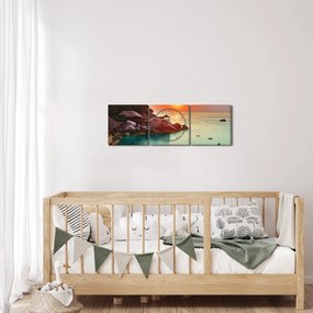 Obraz pięknej plaży (z zegarem) (90x30 cm)