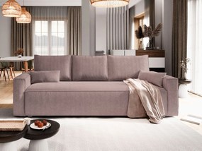 Masseno Sofa MENI z funkcją spania i pojemnikiem na pościel, Rozkładana sofa - Wrzosowy, POSO 130