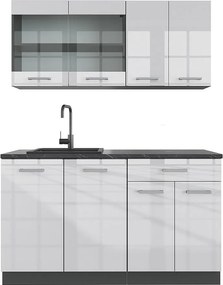 Pojedyncza kuchnia biały wysoki połysk/antracyt 140x60x81.6 r-line