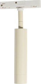 Nowoczesny reflektor Slimline Uzzy w kolorze beżowym i białym do systemu szynowego jednofazowego