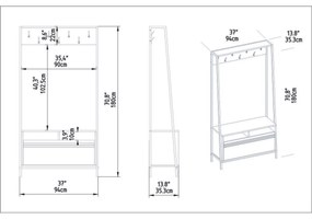 Wieszak z półką na buty Devin Walnut and Black