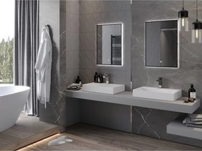 Mexen Erma lustro łazienkowe podświetlane 50 x 70 cm, LED 6000K, antypara, rama czarna - 9814-050-070-611-70