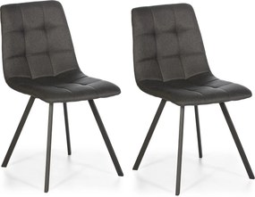 Zestaw dwóch krzeseł jadalnianych Mila tapicerowanych szarym froncym, 58 cm x 45 cm x 90 cm.