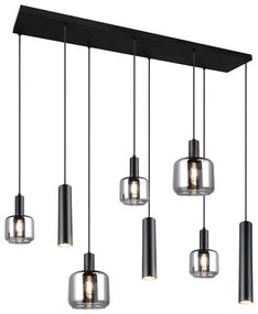 Czarna lampa wisząca z metalowo-szklanym kloszem Mataro – Trio