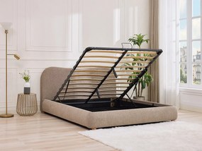Łóżko ze skrzynią  160 x 200 cm - Tkanina - Taupe - VANARI