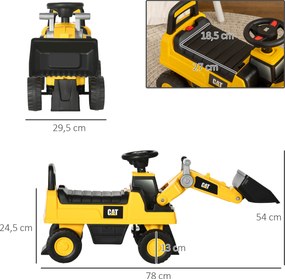 HOMCOM Koparka dla dzieci Siedzisko z łyżką Pojazd przesuwny Zabawka do jazdy dla maluchów | Aosom PL