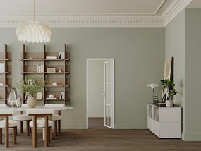 Blok drzwiowy odwracalny z aluminium i szkła hartowanego – W204 x S93 cm – Biały – SEROTO