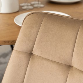 Krzesło Tapicerowane do Jadalni RIO Beżowe Welurowe Nowoczesne Loft