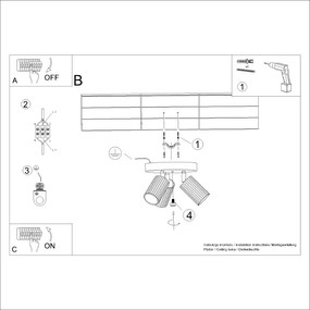 Plafon trzypunktowy KARBON 3P zielony oliwkowy okrągły SOLLUX  LIGHTING