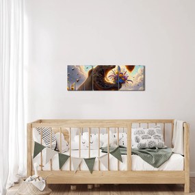 Obraz - Niedźwiedź i pszczoły (z zegarem) (90x30 cm)