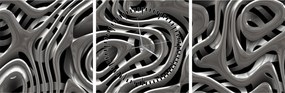 Obraz - Metaliczna abstrakcja (z zegarem) (90x30 cm)