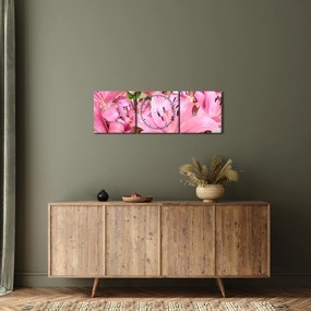 Obraz - Różowe lilie (z zegarem) (90x30 cm)