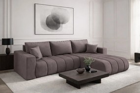 Narożnik z funkcją spania i pojemnikiem MILO PREMIUM, tkanina Monolith, Fioletowy, Prawy