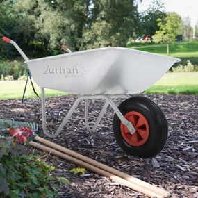 Taczka ogrodowa ocynkowana LARRY, max. pojemność 80l/100kg, srebrna/czarna Gardebruk