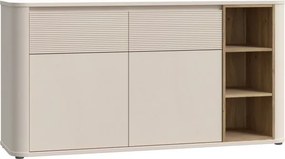 Komoda z ryflowanymi wstawkami Breathtaker, kolor piaskowy/dąb Mauvella