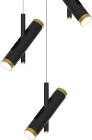 Czarna lampa wisząca z trzema wąskimi kloszami Lunette 3