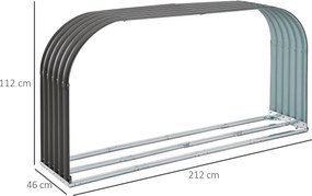 Outsunny Stojak na Drewno Opałowe Drewutnia Stalowa Szara 212x46x112cm | Aosom PL