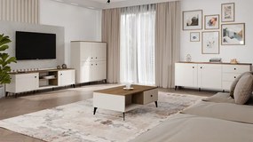 Ława na czarnych nóżkach kaszmir + dąb castello R8-F02