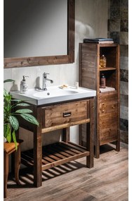 Brązowa szafka bez umywalki z litego drewna świerkowego 76x83 cm Brand – Sapho
