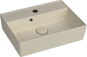 Massi Umywalka ceramiczna nablatowa / wisząca beżowa z półką i otworem na baterie 50 x 38 cm LERA Ivory