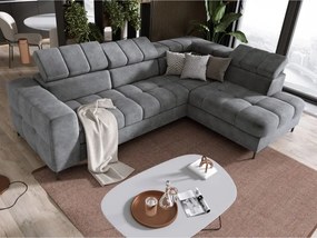 Narożnik PABLOS układ L strona Prawa w tkaninie CLOUD 82 regulowane zagłówki z funkcją spania