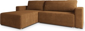 Masseno Narożnik CALTI z funkcją spania i pojemnikiem na pościel Narozniki L, Rozkładana sofa - Miedziany, TILIA 56