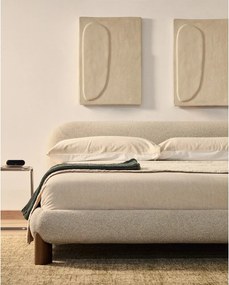 Beżowe tapicerowane łóżko dwuosobowe bez stelaża 160x200 cm Odina – Kave Home
