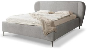 Jasnoszare tapicerowane łóżko dwuosobowe ze stelażem 140x200 cm Makana – Makamii