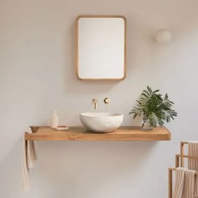 Zestaw Mebli Łazienkowych 130x45 Cm Wiszący Z Drewna Tekowego Neill Drewno Tekowe & Nieregularna Z - Sklum