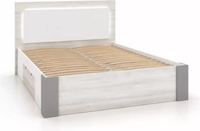 Łóżko Arion 160x200 z pojemnikiem szufladą LED białe kathult sypialnia dwuosobowe