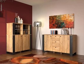 Komoda z 3 szufladami i szafkami - Luso 3X