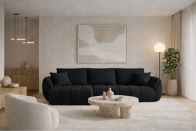 Narożnik z funkcją spania i pojemnikiem TOKYO PREMIUM, tkanina Wind, Czarny, Prawy