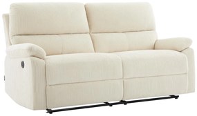Kanapa 3-osobowa z elektryczną funkcją relax z beżowego sztruksu - LUNANO
